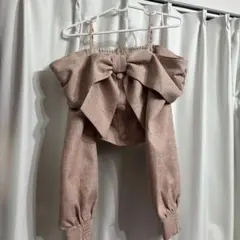 LIP SERVICE リボンオフショルロングスリーブトップス ピンク