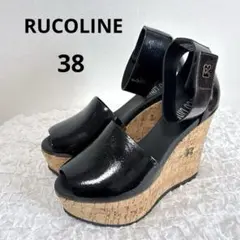 【新品】RUCOLINE ウェッジソール 黒 サンダル アンクルストラップのサムネイル