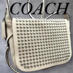 極美品✨ コーチ スタッズ ショルダーバッグ メッセンジャーバッグ レザー