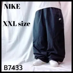 人気 極太 ナイキ 00s トラックパンツ ナイロンパンツ ライン 黒 2XL