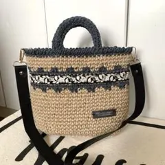 ハンドメイド＊春夏麻紐2wayバッグ＊刺繍ブレード