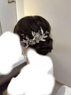 ヘッドドレス イヤリング　セット　シルバー　ブライダル
