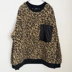 BEAMS HEART ボアフリース プルオーバー ヒョウ柄 S オーバーサイズ