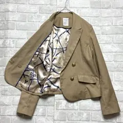 ページボーイ テーラードジャケット M ベージュ 裏地柄 金ボタン 高見え