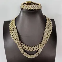 【実質1本無料】ブリンブリンなゴールド　マイアミキューバンチェーン3点セット