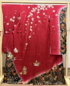 【振袖　帯セット】【美品　未仕立て】振袖 牡丹と桜の柄 帯セット 振袖 帯セット】【美品 未仕立て】振袖 牡丹と桜の柄 帯セット - メルカリ