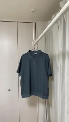 ダークグレー テクスチャーポロシャツ 半袖