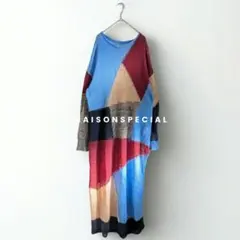 MAISONSPECIAL メゾンスペシャル ブロッキングモヘアニットワンピース