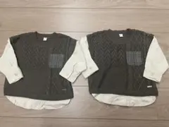 アプレレクール レイヤードトップス　シャツ　ロンT　ニット　100 ２枚　双子