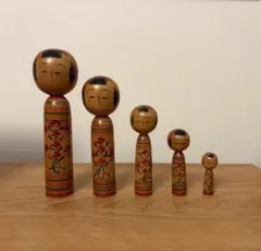 山形　小林誠太郎作☆木製こけし☆ 手描き 5体セット まとめ売り　昭和レトロ