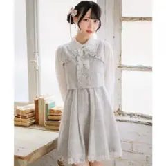 【美品】ROJITA ロジータ ツイードレイヤード風ワンピース グレー