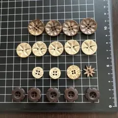 手芸用　ボタン　パーツ　木目調