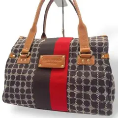 ケイトスペード トートバッグ 腕掛け キャンバス ブラウン系 総柄 型押しロゴ