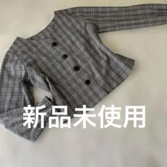 新品未使用　INGNIグレー系チェック フリル袖シャツブラウスのサムネイル