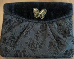 ANNA SUI 蝶装飾 ポーチ 黒 紫