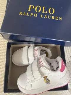 ポロラルフローレン　14cm ピンクホワイト　ポロベア　ベルクロ