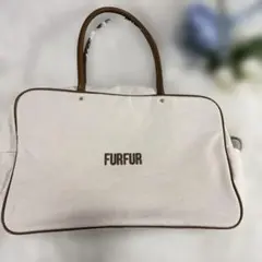 ✨FURFUR✨ロゴ刺繍キャンバスボストンバッグ 大容量 A4収納可 アイボリー