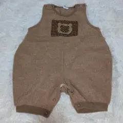 ベージュ クマ刺繍ロンパース