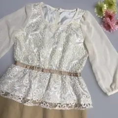 お値下げ♥︎︎∗︎アイボリー・ベージュの花柄レースミニワンピース