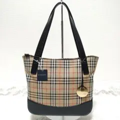 【美品】バーバリー ロゴ刻印 トートバッグ ゴールドチャーム サフィアーノレザー