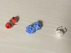 ハンドメイド　ピアス　リング　3点セット