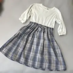 devilrock 半袖五分袖ドッキングチェックワンピース　130cm