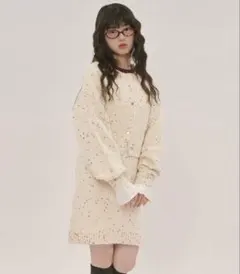 loin nuit ロワンニュイ　スパンコールニットセットアップ　アイボリー