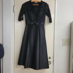 ブラックレースサテンAラインドレス