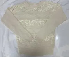 RyuRyu ベルーナ レディース レースニット セーター オフホワイト 長袖