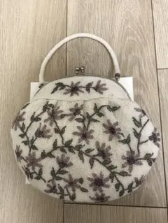 花柄 ビーズ刺繍 がま口バッグ ショルダーバッグ パーティーバッグ