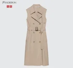 ユニクロ　UNIQLO ジレ　リネンブレンドトラペルワンピース　ベージュ　M