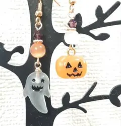 カボチャとゴーストのハロウィンピアス