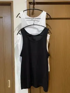 XL ユニクロ エアリズムコットン タンクトップ 2枚セット 白 黒