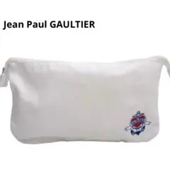 Jean Paul GAULTIER ノベルティ ポーチ　白　ロゴ刺繍のサムネイル
