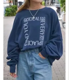 【Ungrid】【WEB限定】刺繍ロゴルーズスウェット　ネイビー