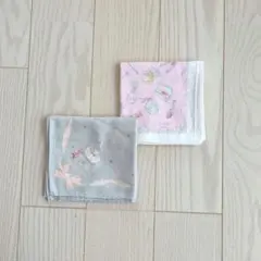 JILLSTUART 刺繍付きハンカチ2枚セット（グレー・ピンク）