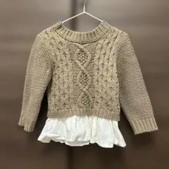 100 ニット　ベビー　キッズ　女の子　茶色　ブラウン　フリル　韓国