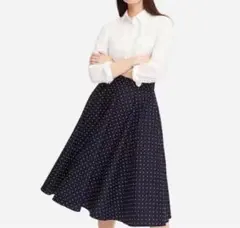 UNIQLO ユニクロ サーキュラー スカート ドット柄 ネイビー Mのサムネイル