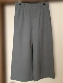 蓄熱ほかほかクロプトパンツ　杢グレーＭ　股下53cmガウチョパンツ