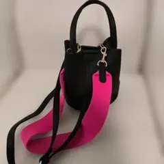 antic rag2way バケットバッグ ブラック ピンクストラップ