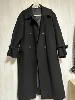 ブラック ダブルブレスト ロングコート　NICE CLAUP サイズM