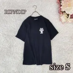 RIPNDIP｜バックプリントBIGキャット Tシャツ　ストリート Mサイズ黒のサムネイル