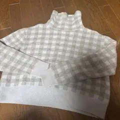 6 roku BEAUTY&YOUTH ハイネックチェック ニットウール100%