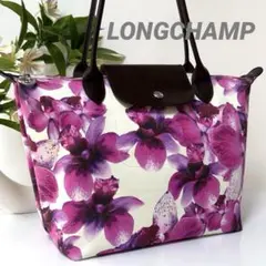 【美品】LONGCHAMP プリアージュトートバッグ 花柄 レザー A4◎