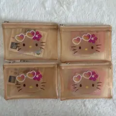 日焼けキティ フラットポーチSポーチ 4個セッ 卜　ハローキティ　サンリオ