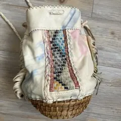 ローズバッド　本革＆刺繍カゴショルダーバッグ　タイダイ　カラフルのサムネイル