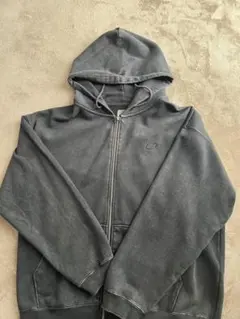 【CLEL】ヘビーウェイト ロゴ刺繍 フルジップパーカー　ブラック系　Lサイズ