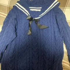 ☆*☆様 セーラー襟 ネイビー ケーブル編みニット