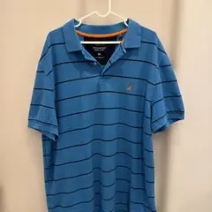 NAUTICA ポロシャツ ボーダー ブルー XL