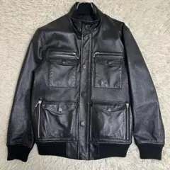 【フライトジャケット】 レザー ブラック A-2 A2 Lサイズ